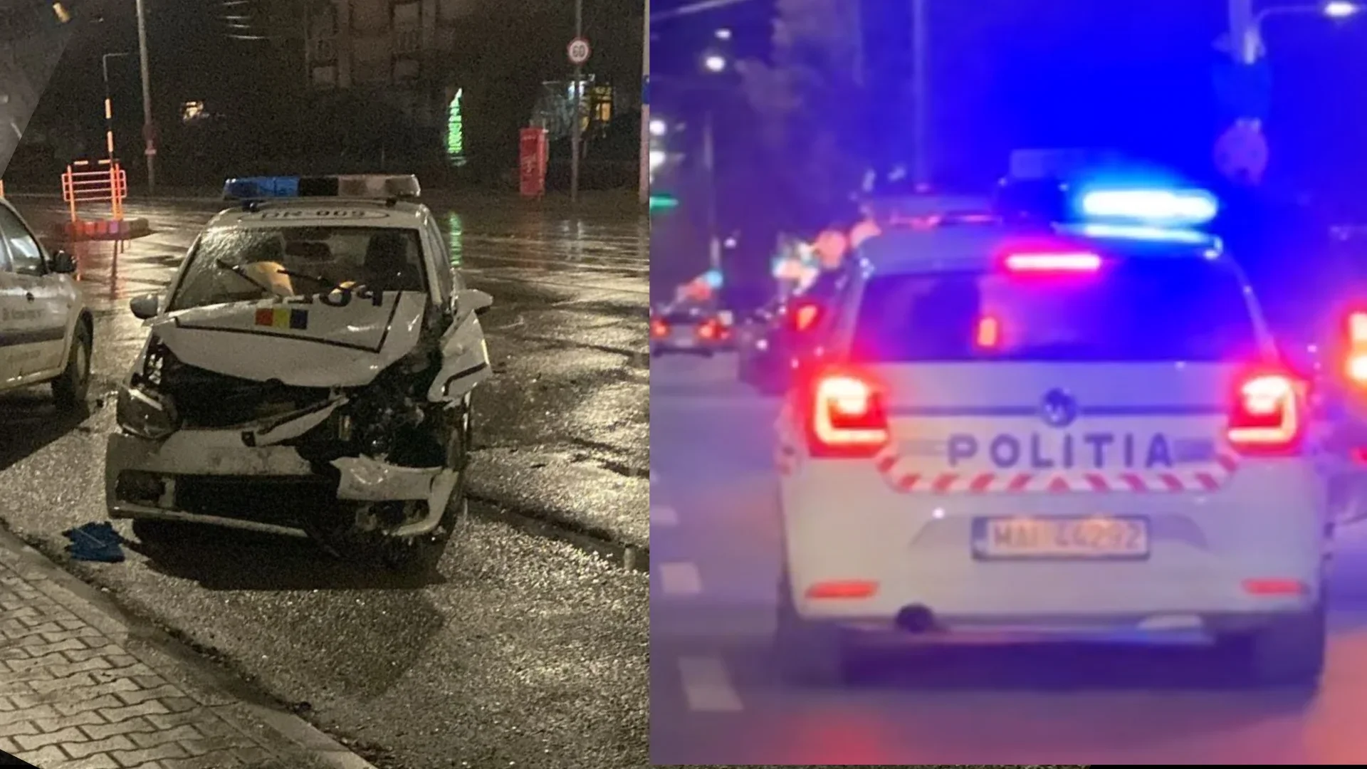 Un tânăr de 18 ani a provocat un accident cu o mașină de poliție aflată în misiune