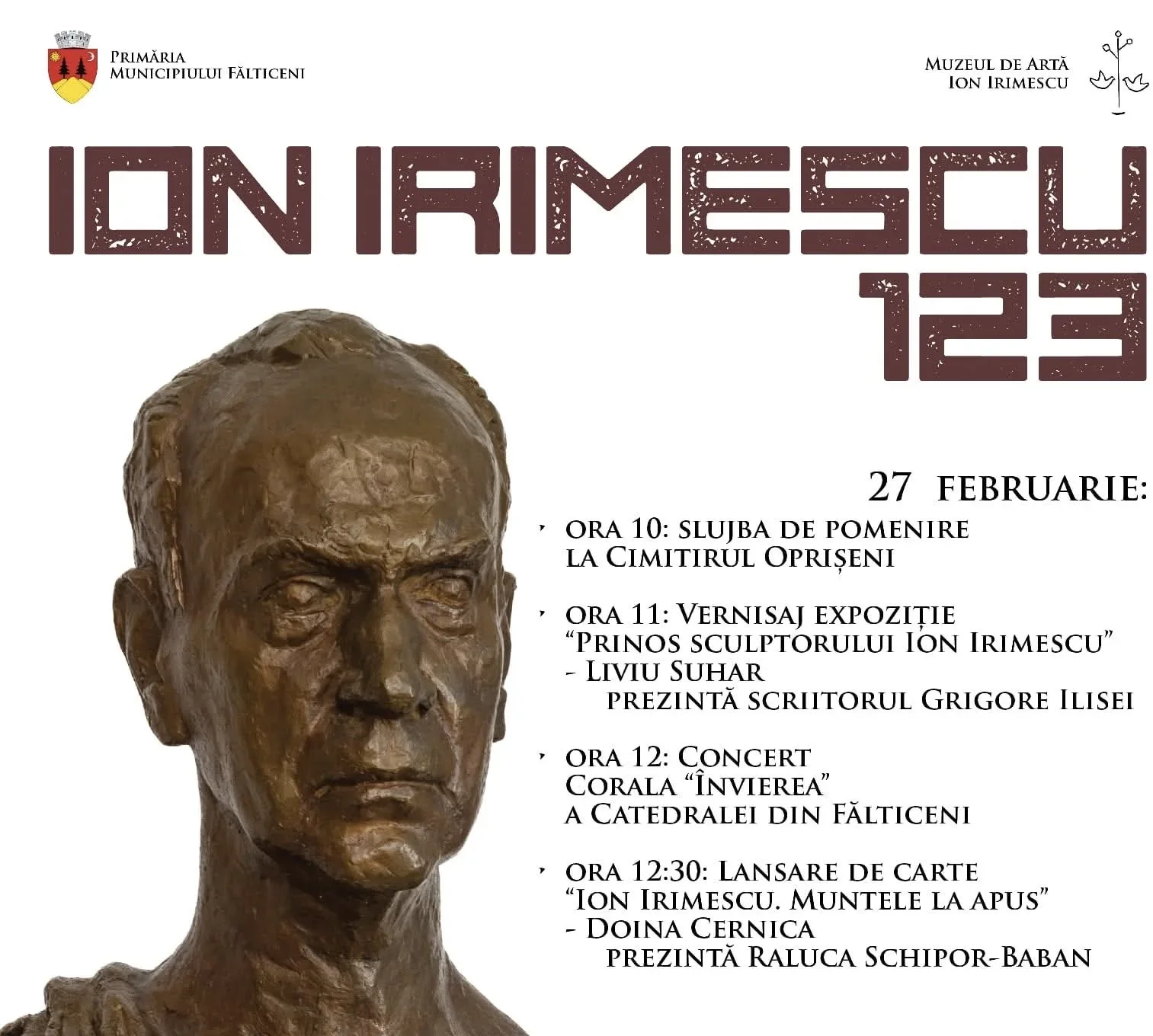 Fălticeniul îl omagiază pe Ion Irimescu la 123 de ani de la naștere
