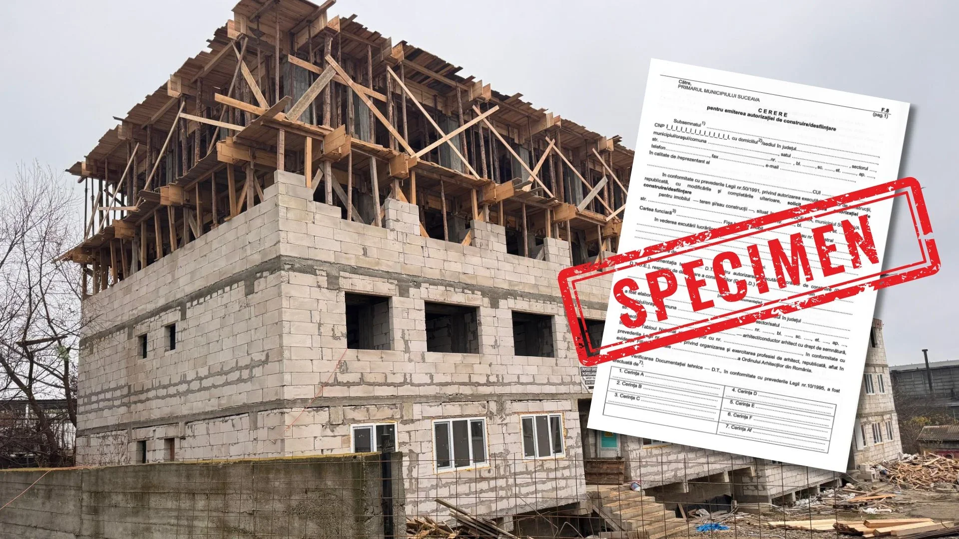 Bloc construit ilegal în municipiul reședință de județ, descoperit de angajații Primăriei Suceava
