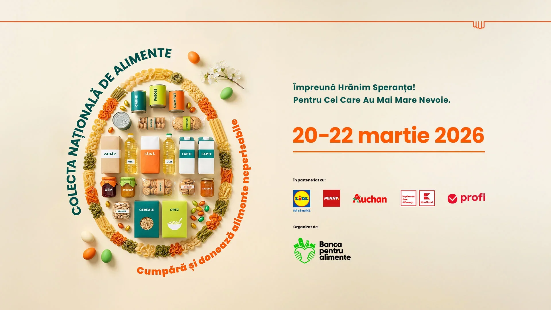 Împreună hrănim speranța: Federația Băncilor pentru Alimente dă startul celei de-a 14-a ediții a Colectei Naționale de Alimente în Lidl, PENNY, Auchan, Kaufland și Profi