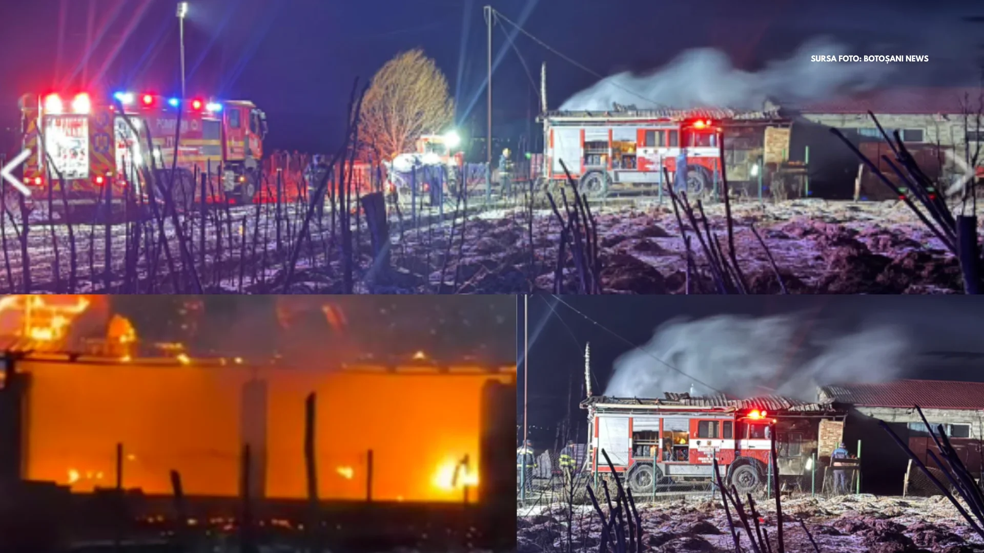 Fermă mistuită de flăcări în comuna botoșăneană Tudora