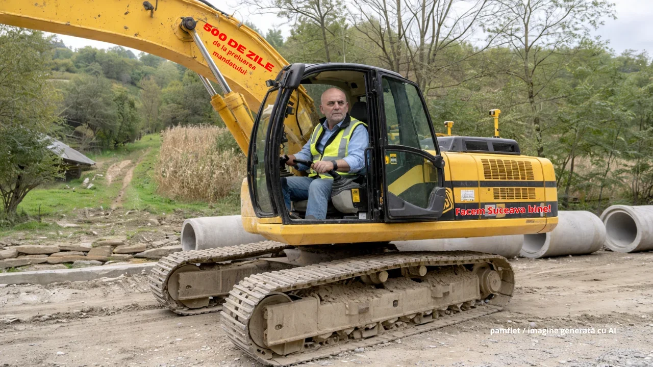 Un edil prevăzător are-n primărie un excavator!