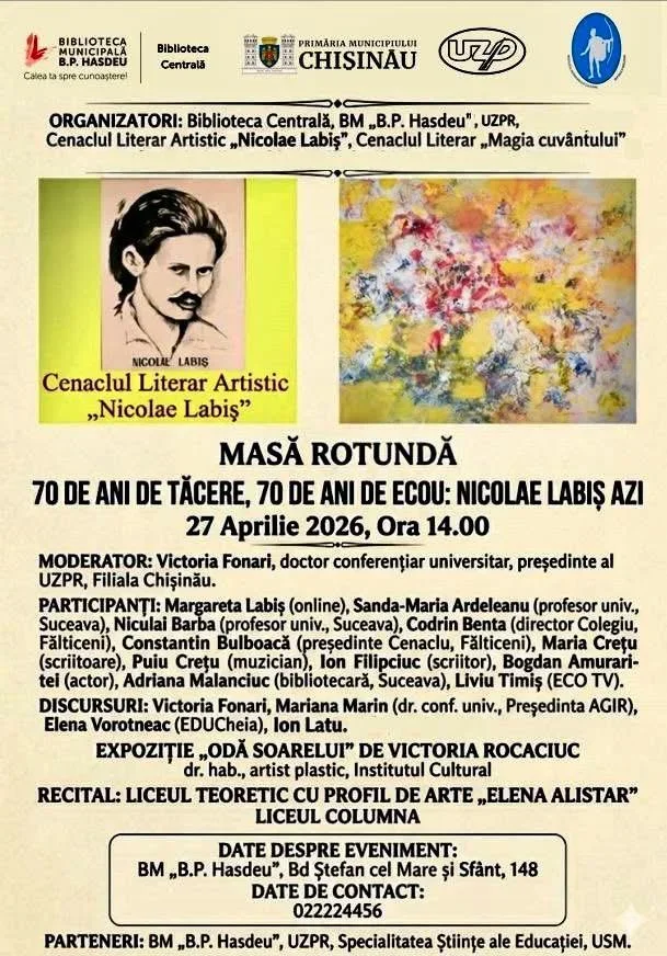 Nicolae Labiș, omagiat la Chișinău, la 70 de ani de la dispariție